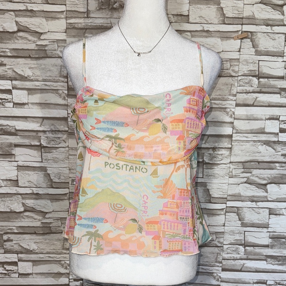 SEE YOU MONDAY Positano Print Mesh Women's Top